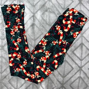 Brand new LulaRoe Candy Cane Leggings Girls XL